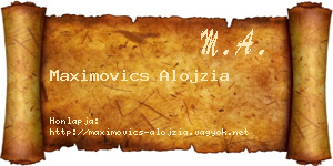 Maximovics Alojzia névjegykártya